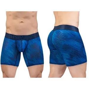 Men's MAX BOLD SE Polyester Boxer Briefs - Menswear Sporty Long Trunks with ErgoWear Supportive Ergonomic Pouch, Print Design