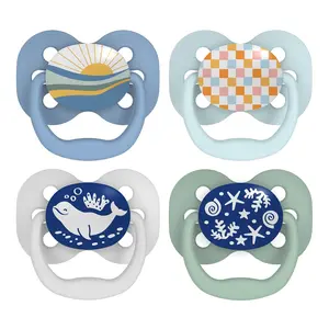 4 Pack Glow-in-the-Dark Baby Pacifiers 0–6m | BPA Free | Soft Silicone | Blue Sunrise & Blue Ocean