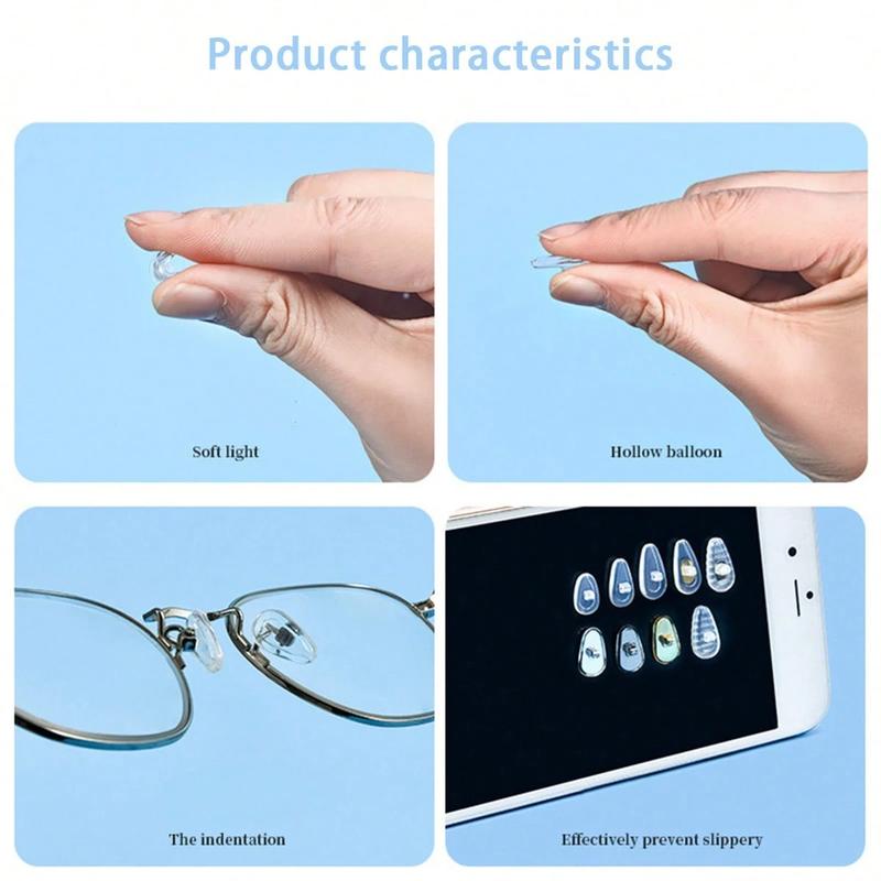 Eyeglasses Nose Pads, Upgraded Soft Silicone Air Chamber Eyeglass Nose Pads, 5 Pairs of Screw-in 15mm Glasses Nose Pad Set with Screws and Micro Screwdriver