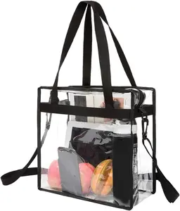 Clear Bags 12x6x12 Stadium Approved Clear Tote Bag with Zipper Closure Crossbody Shoulder Bag with Adjustable Strap