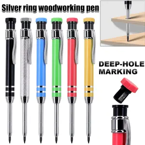 1pc long mouth 42mm aluminum 2.8mm woodworking pencil, available in black/silver/red/green/blue/yellow colors, with , perfect for deep hole marking and engineering drawing, Art Drafting Pencils
