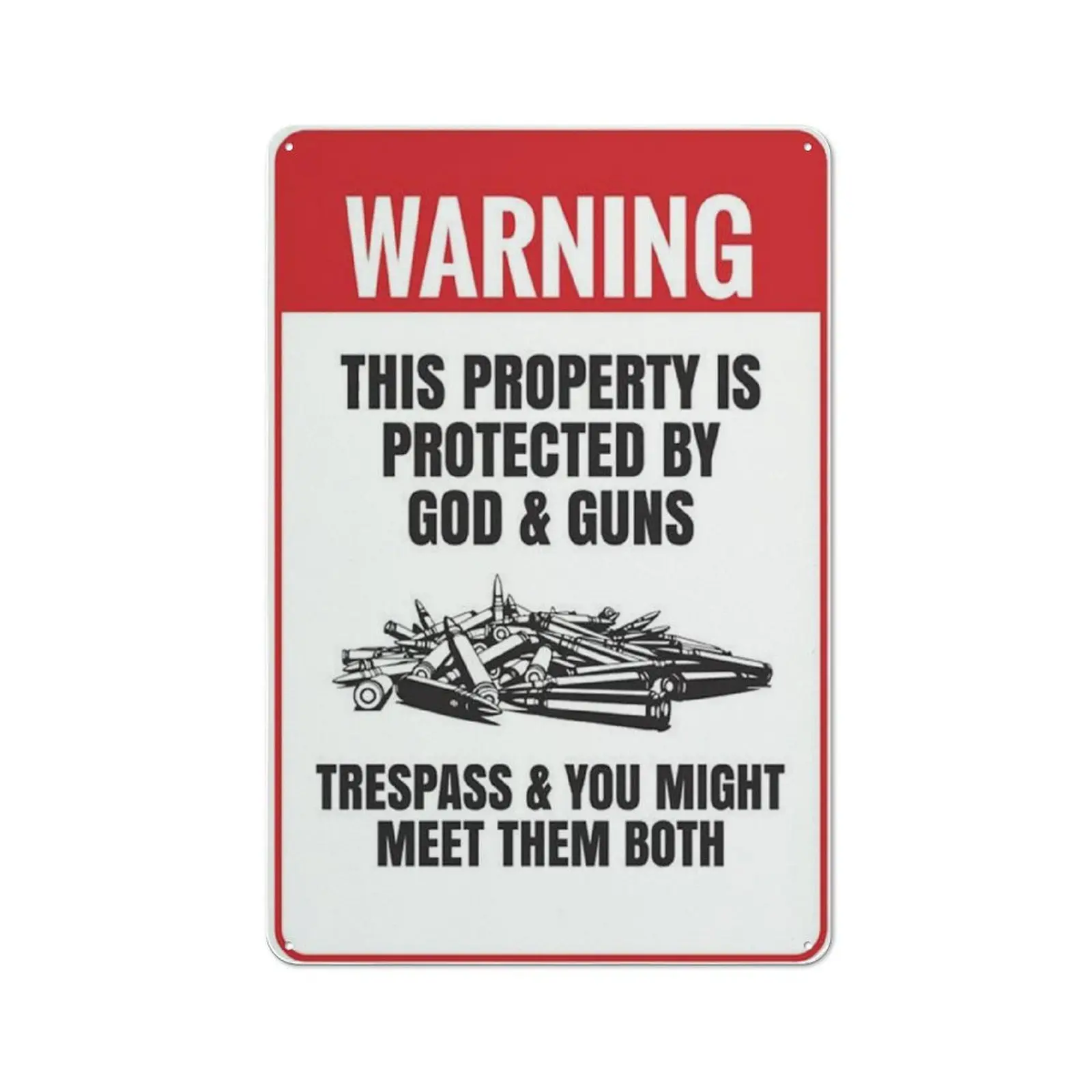 Funny Gun Metal Sign, THIS PROPERTY IS PROTECTED BY GOD & GUNS Thin Sign 8×12 Inch Bold Gun Rights Wall Art for Patriotic Home, Garden Garage & Man Cave