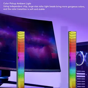 RGB Music LED Bar Retro Style Sound-Sync Light Multiple Light Patterns Rechargeable USB Portable Home Ambient Decor TikTok Viral Must-Have(1 Pcs)(Black)