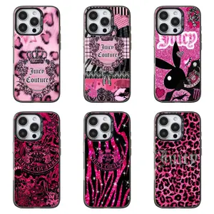 Juicy-couture and rabbit/leopard print phone Cases For iPhone 17 16 15 14 13 12 Promax Pro Plus, Double-layer hard shell protection,best Gift