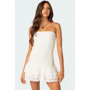 Livia Lacey Cotton Scrunch Mini Dress