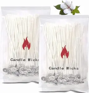 100 count Cotton Candle Wicks, 6 inches Low  Pre-Waxed Wicks for Candle Making, DIY
