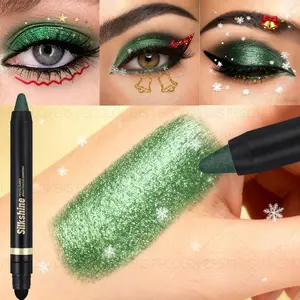 1PC Glamorous Dual-ended Metallic Pearlescent Eyeshadow Stick - Glitter Shimmer Eyeshadow, Shimmer and Matte Finish, Lazy Eyeshadow, Soft Texture, Long-lasting and Waterproof, Christmas Gift