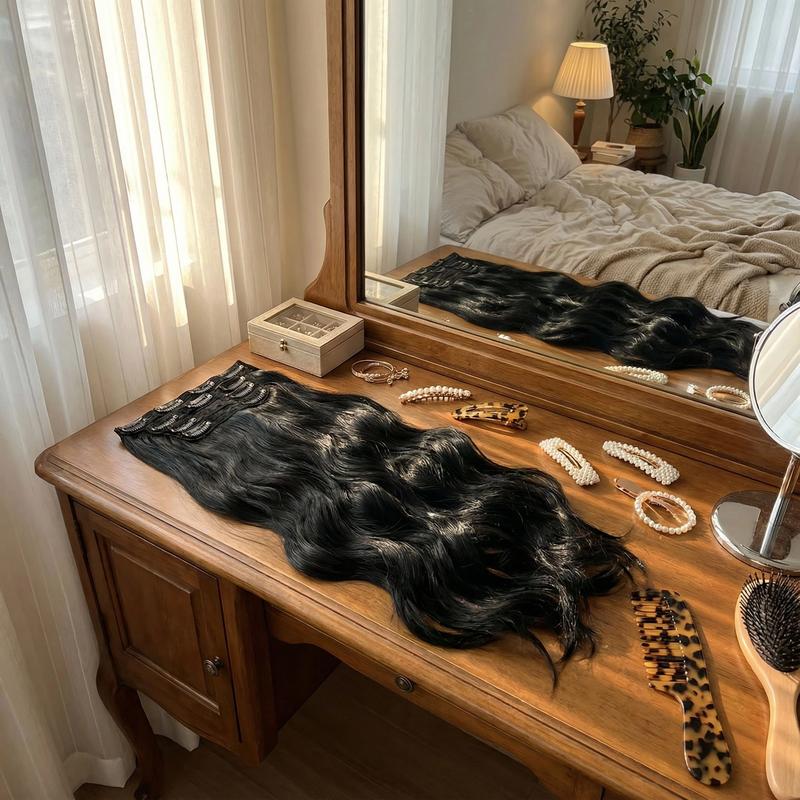 Vita's Wigs Highlighted Long Curly Hair Extensions, Seamless and Damage-Free Application, Available in 16/20/24 Inches, Versatile for Everyday Wear.
