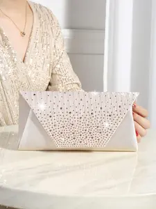 Women's Elegant Rhinestone Decorated Bling Evening Bag, Exquisite Trendy Clutch Bag, Fashionable Shoulder Crossbody Bag for Party Decoration