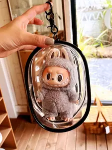 Labubu Doll Keychain Bag, Dustproof Protection Cover, Durable PVC Material, Available in 14cm & 17cm Sizes, Ideal for Traveling Cotton Candy Dolls, For Keychain Bag Pendant