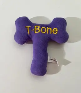 A Pet's World 09109708 A Pet's World T-Bone Dog Toys with a Squeaker Purple/Gold