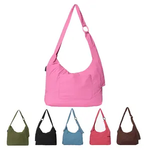 Thread Mini Unstructured Crescent Slouchy Purse - Bubblegum, Casual Shoulder Bag with Adjustable Strap & Crinkle Nylon Material
