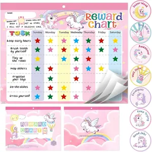 Chart for  at , Behavior Chart Pad with 26 Chore Charts, 1680  Stickers, 84 Motivational Stickers to Develop Responsibility & Good Habits (Unicorn)