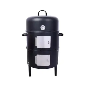 17 Inch Charcoal Smoker BBQ Grill: Premium Vertical Meat Smokers with Smoke Tube - Barbecue Charcoal Grill Combo for Outdoor Cooking Patio Backyard Grilling Tailgating