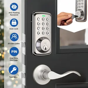 Zomoss Keyless Entry Door Lock with 2 Handles Auto Anti-Peeping Password Mechanical Knob Backup Easy Install Electronic Smart Deadbolt for Homes Apartments Oil Rubbed Zinc Alloy Apartment Security