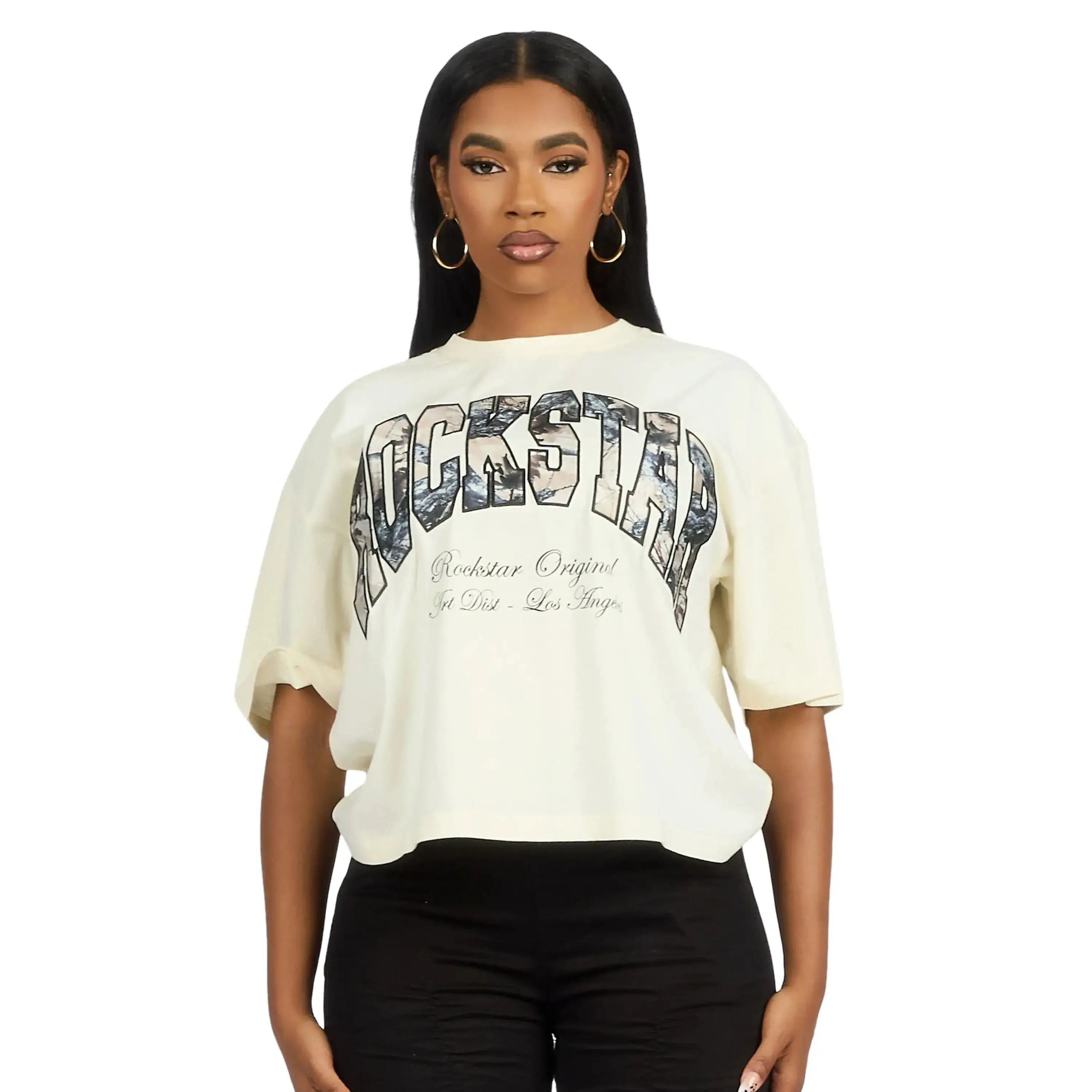 Leyna Beige Boxy Crop Tee Shirt Leyna Beige Boxy Crop Tee Shirt