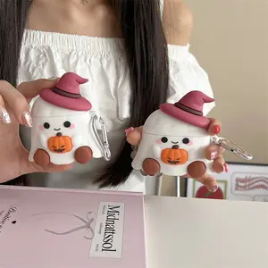 AirPods 4/Pro/Pro2 Silicone Earphone Case | Cute Pumpkin Ghost | Halloween | Best Friend Gift | Suitable for AirPods 1 2 3 4 Pro Pro2 Pro3 Headphone Accessories