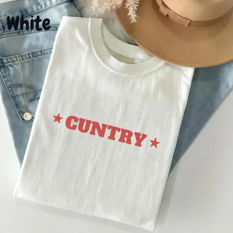 Cuntry Shirt, Country Shirt, Country Gift, Western Shirt, Women's Rodeo Shirt, Cowgirl Shirt, Country Concert Music Festival Casual Cotton Tee Menswear Crew Neck Graphic T-Shirt Top Womenswear Streetwear Print Tshirt Soft Breathable