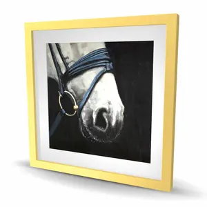 Begin Home Decor C1FM2424BGRA2R 24 x 24 in. Horse with Harness - Rustic Framed Print Wall Art for Home Decor