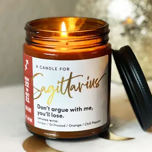 Wax & Wit Sagittarius Candle, Zodiac Gift, Astrology Gifts, Zodiac Candles, November Birthday Gifts, December Birthday Gifts - 9oz