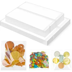 200 count Heat Seal Cookie Bags Cellophane Flat Edge Cookie Bags with 2 Sizes 4" x 6", 5" x 7" for Bakery   Candy Desserts Snack Packs for  Giving (Clear)