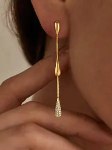 Dangle Earrings for Women, 14K Gold Plated CZ Huggie Drop Earrings, Easter Basket Stuffers Dainty Long Chain Jewelry Gift for Her