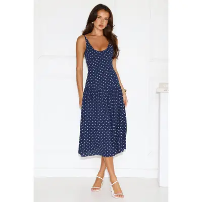 Zara Linen Blend Polka Dot Midi Dress TikTok Shop - Main Image