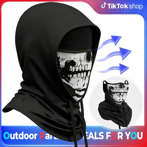 Unisex 3-in-1 Cooling Skeleton Skull Balaclava - Sunproof, Cooling & Breathable, Comfortable for Hot Weather, Biker-Ready Tactical Headwear for Adults, Hiking Fashion Accessory