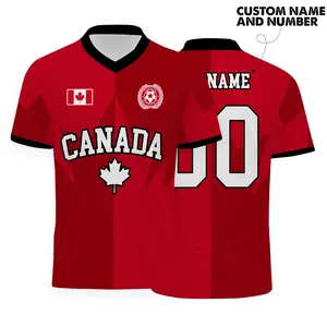 Custom Canada Soccer Jersey - Red Black Short Sleeve Personalized Shirt