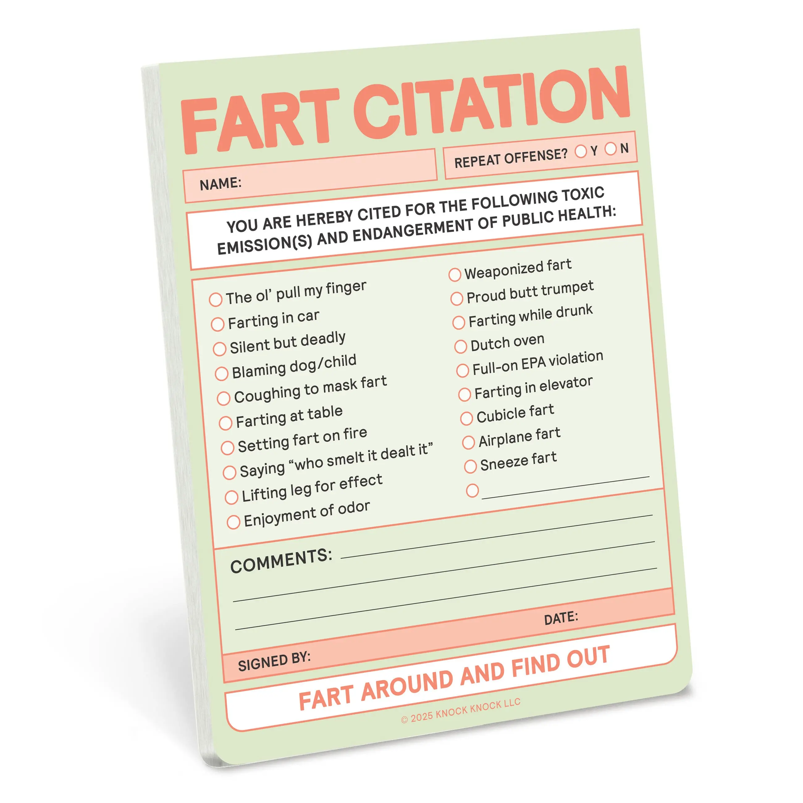 Fart Citation Nifty Note Pad Fart Citation Nifty Note Pad