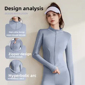 Juyitang spring and autumn sports jacket, long-sleeved running, slim height, elastic fitness yoga clothes, tops, jackets, women