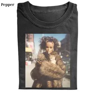 Vintage Barbie Black Cat Portrait Tee - Vintage Graphic Tee – Unisex S-3XL – Menswear & Womenswear – Streetwear Tops – Casual Cotton Crewneck Shortsleeve T-shirt