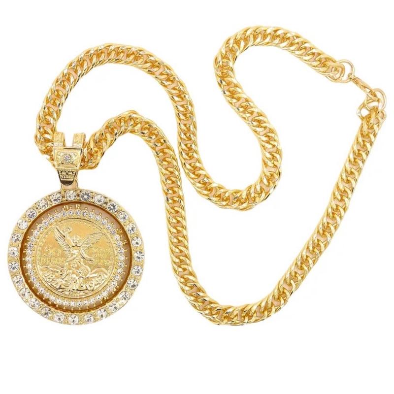 Mexican Centenario Rotatable Necklace Gold Plated