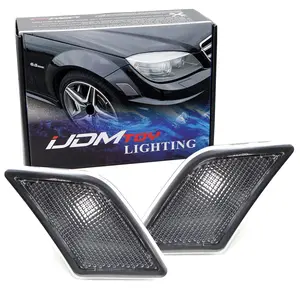 iJDMTOY Black-Out Style Front Bumper Side Marker Lamp Housings For 2008-2011 Mercedes W204 Pre-LCI C250 C300 C350 & 2008-13 C63 AMG C-Class