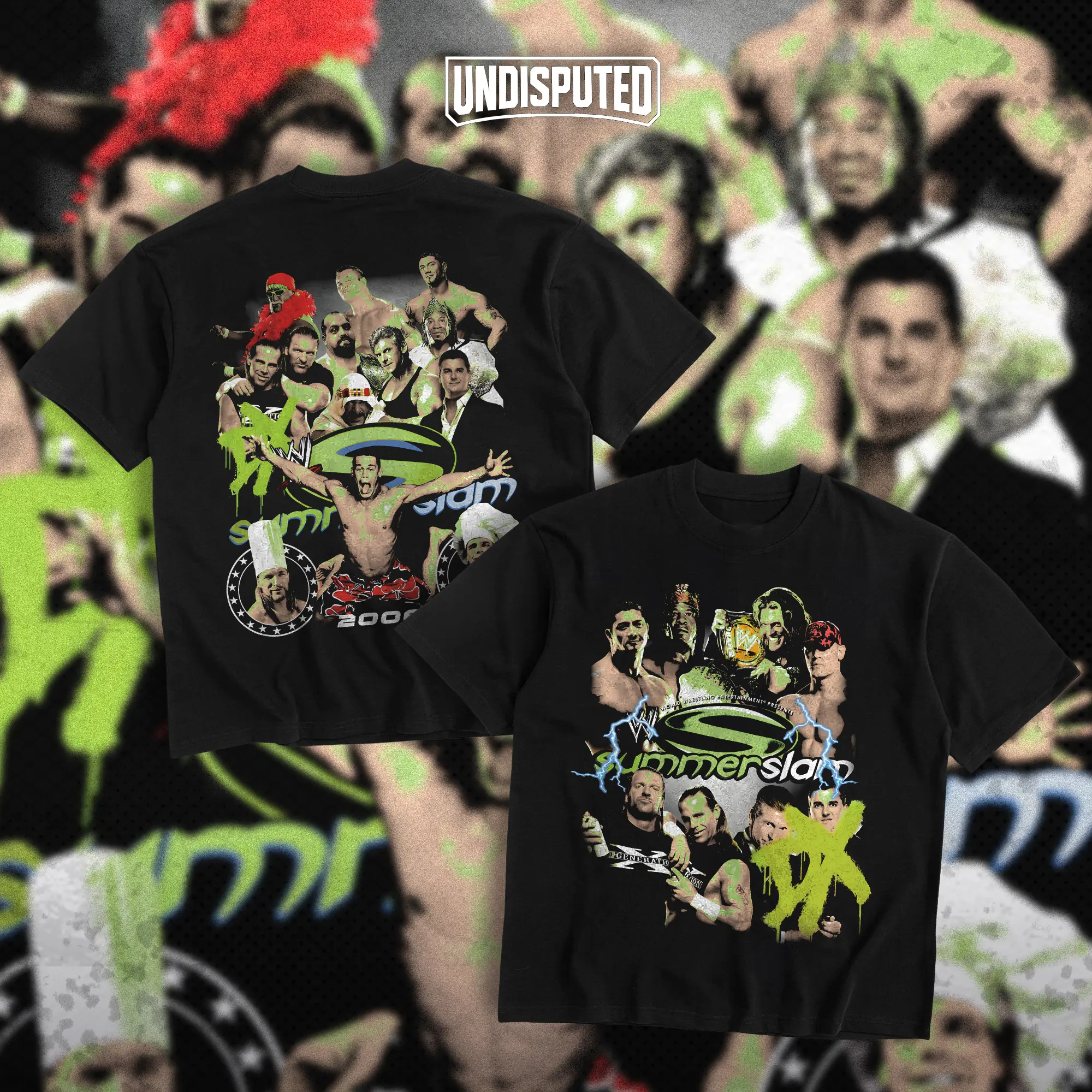 UNDISPUTED Summerslam 2006 WWE Heavy Cotton Unisex Shirt D Generation X Tshirt Wrestling Fan Apparel Menswear Direct-to-garment Breathable Printing