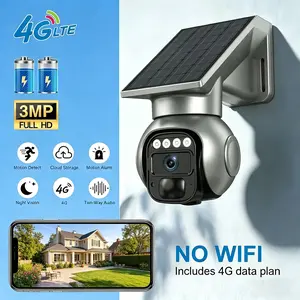 No Wifi 4G LTE Solar Security Camera, 3MP Wireless Outdoor No WiFi Needed, 360° PTZ Auto Tracking,AI Motion Alert Night Vision, Two-Way Audio, Built-in SIM Card & App Remote