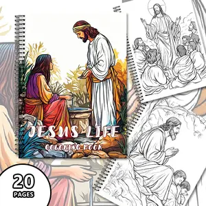 Bible Story Coloring Book - Jesus' Footprints Adult Meditation Edition, 20 Pages A4 Thick Paper Dual Coil, Relaxing Coloring Activity