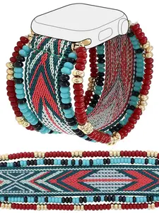 Bohemian Style Watch Band for Apple Watches, Ethnic Beaded Iwatch 45678/se Smartwatch Strap, All Seasons Replacement Band, Smart Watch Straps