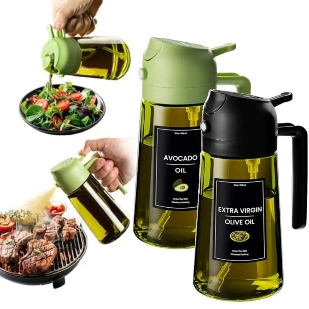 Light-Blocking Oil Sprayer Bottle, 470ML Glass Spray Bottle with Fine Mist, Leak-Proof Design for Cooking, Salad, Air Fryer, Grilling