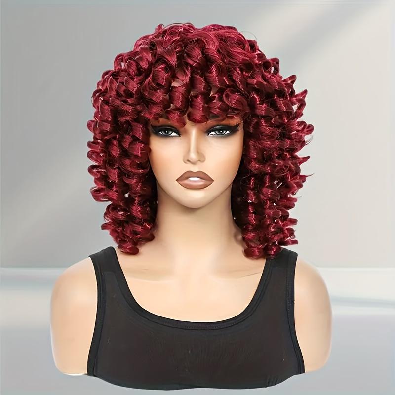 Large Roll Synthetic Wigs for Halloween And Christmas Costumes: Orange, Pink, Burgundy, Golden. Candy Colored Bizarre Costume for Halloween Christmas Music Festival Gift Person Costume