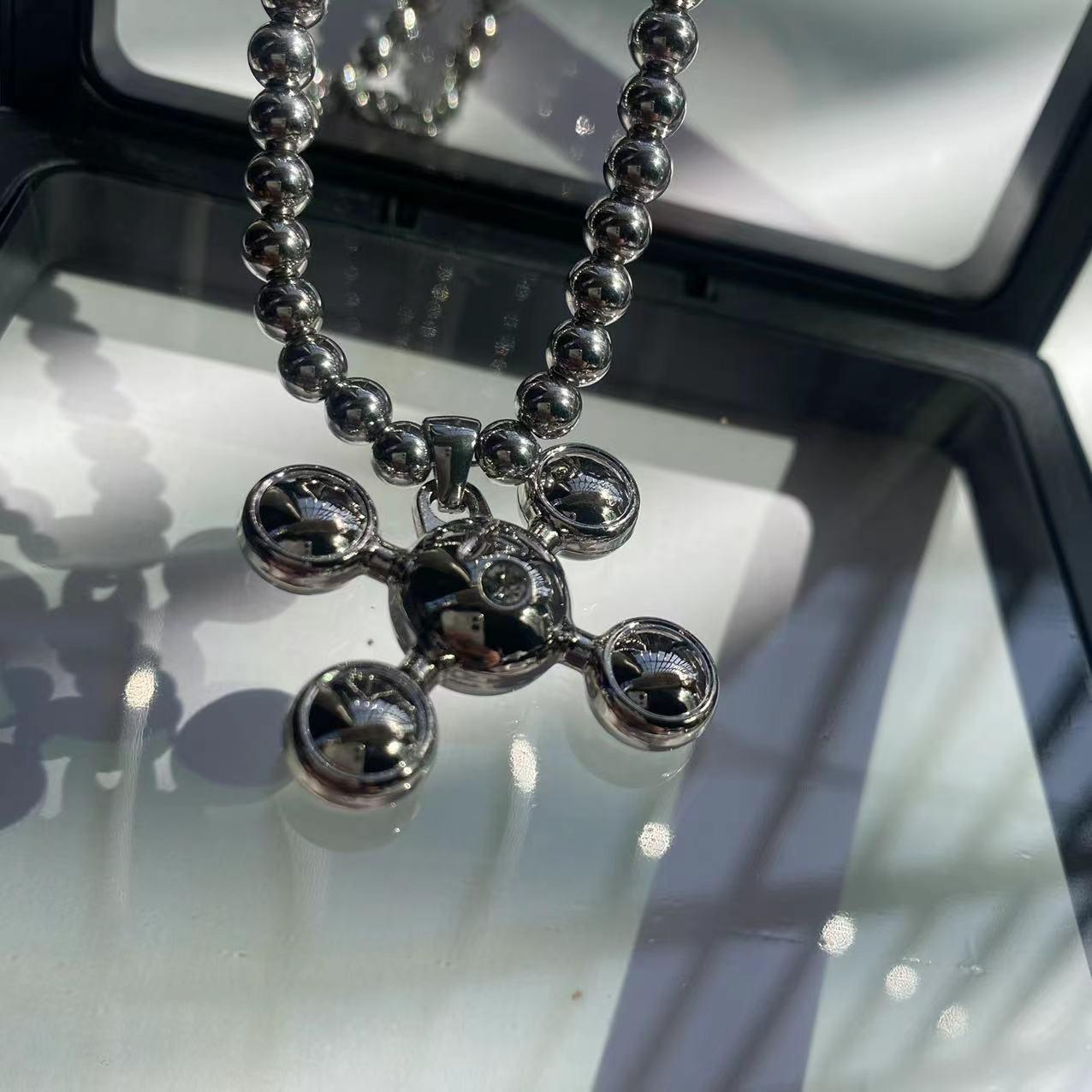 Fashion Four-corner Ball Pendant Necklace Personality Hip Hop Trend Niche Necklace Fine Jewelry Gifts for Men and Women