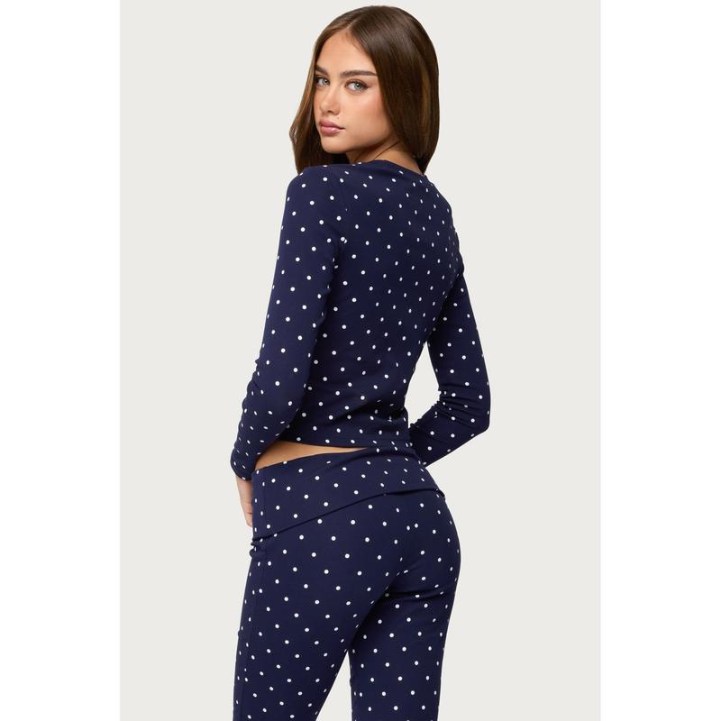 Daliya Polka Dot Long Sleeve Top