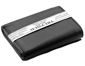 New Mens Black Genuine Leather Trifold Wallet ID Window Credit Card Case Holder