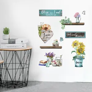 1 Set of pastoral warm slogans, floral wall stickers, kitchen healing decorative stickers, self-adhesive detachable waterproof stickers, home wall, room, window, bedroom decoration, home decoration, adding fun and vitality to family life