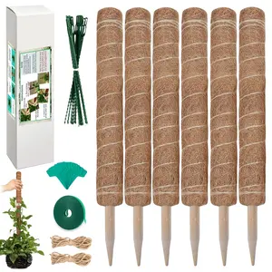 123 inch 6 Pack Plant Moss Pole for Plants Monstera Pole 20.5", Coco Coir Totem Support Stakes Moss Pole for Indoor Climbing Plants Creepers to Grow Upwards,Plant Support, Garden Ties Kit