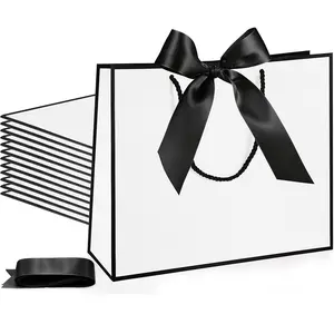 Reusable Gift Bag/shopping Bag with Handles, Thank You Bag with Bow Ribbon, Perfect for Parties, Birthdays, Holidays, Outdoor Use, Reusable Party Bags