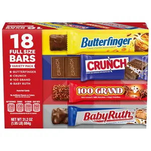 100 Grand and Baby Ruth, Assorted Full Size Candy Bars, 31.2 oz