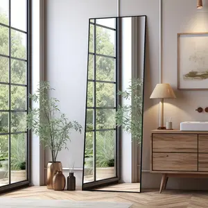 New 58 x 18 Large Rectangle Full Body Dressing Mirror - Standing Floor Mirror with Sturdy Stand Gold Finish Wall Mountable for Bedroom Living Room Home Decor - Melodieux Brand High-Quality Construction for Durability Hanging