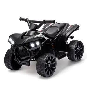 6V Electric Ride-On ATV Quad Toy for Children, stable 1.8 MPH speed, LED lights, music function, durable wear-resistant wheels and foot pedal, safe outdoor vehicle toy for ages 3+.