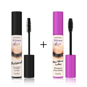2pcs Dual-Color Appearance Waterproof Mascara Set, 2-Styles Large Capacity Lengthening Volume Long Lasting Double Ended Sweat-Resistant Mascara, Black, Non-Smudging Non-Clumping for Beginners, Lengthening Mascara